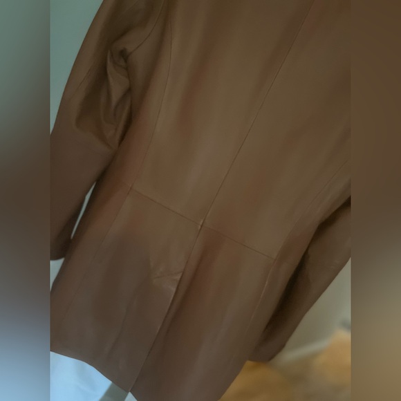 Denim & Co. Cognac Brown Leather Blazer Style Jacket, Size M - Picture 4 of 12